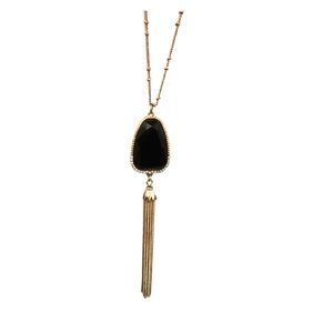 Nordstrom BP Black Stone Tassel Pendant Necklace